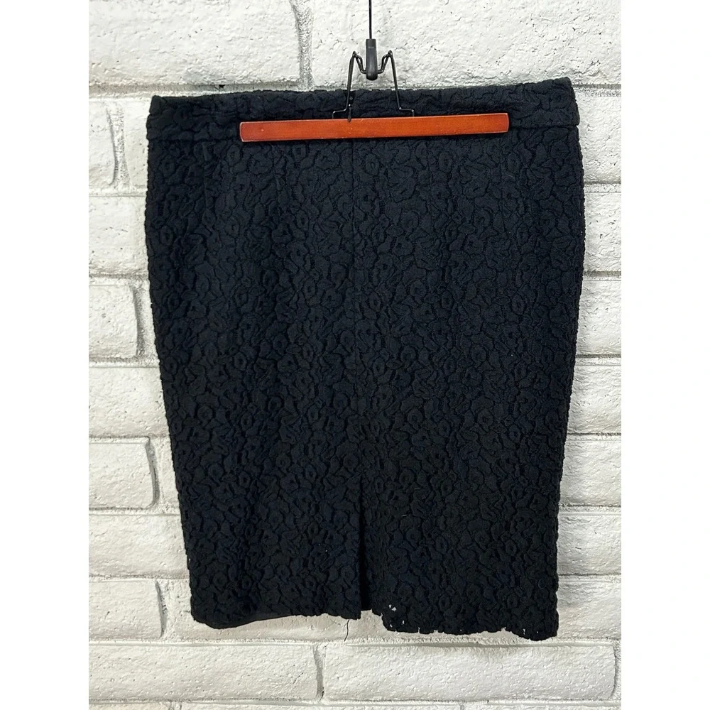 Coldwater Creek Black Floral Lace Pencil Skirt‎ Knee Length Size 14